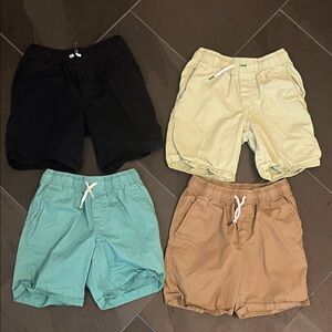 Kids Elastic-Waist Pull-On Shorts — Navy Blue, Cream, Aqua, Brown, Sz 8